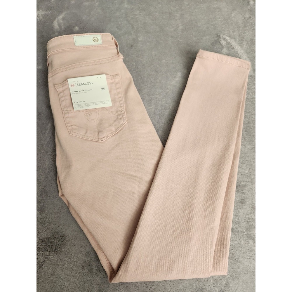 New AG Adriano Goldschmied Farrah Skinny Ankle High Rise Jeans Pants Pink 25